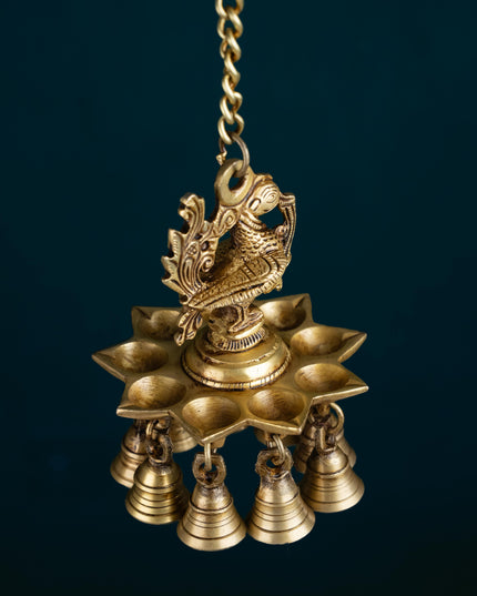 Brass Annapakshi Diya with Bells - 20 inch - WL5355