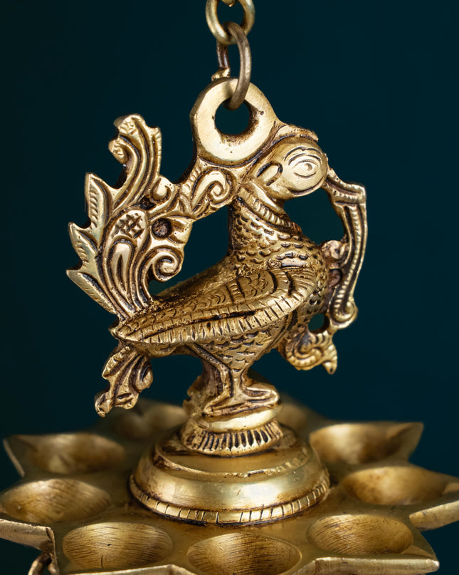 Brass Annapakshi Diya with Bells - 20 inch - WL5355