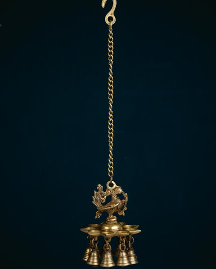 Brass Annapakshi Diya with Bells - 20 inch - WL5355