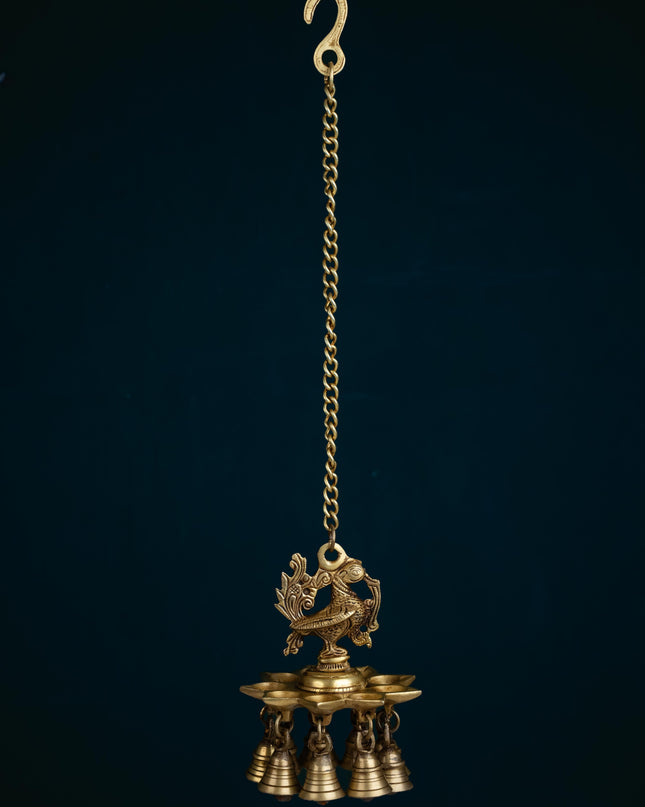 Brass Annapakshi Diya with Bells - 20 inch - WL5355