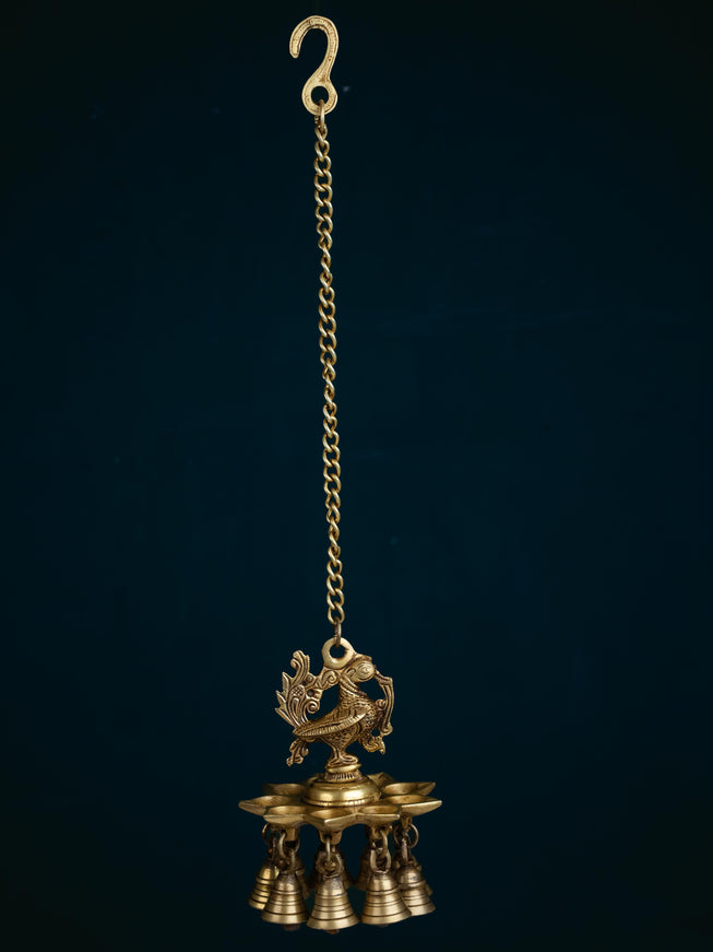 Brass Annapakshi Diya with Bells - 20 inch - WL5355