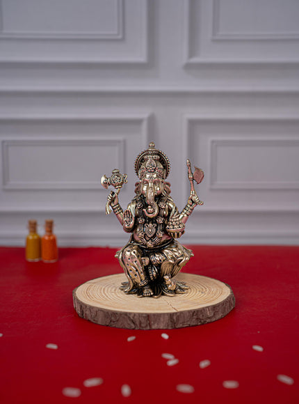 Brass Antique Ganesha Idol - 4 inch - WL5412