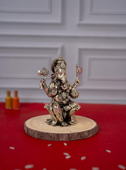 Brass Antique Ganesha Idol - 4 inch - WL5412
