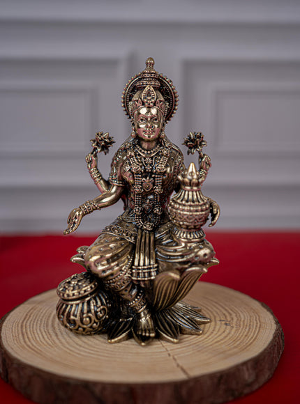Brass Antique Lakshmi Idol - 4 inch - WL5413