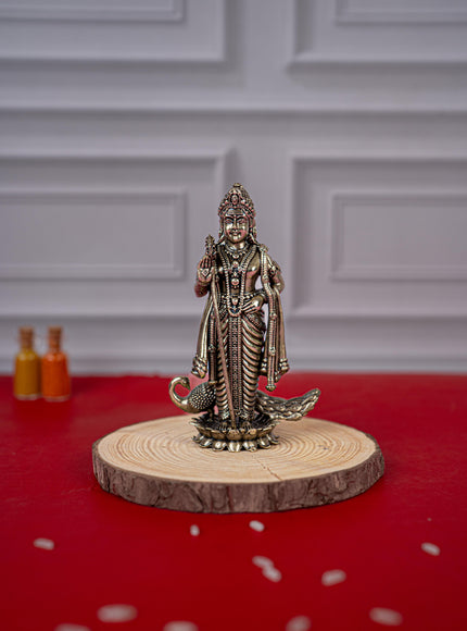 Brass Antique Murugan Idol - 4 inch - WL5420
