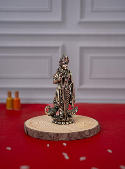 Brass Antique Murugan Idol - 4 inch - WL5420