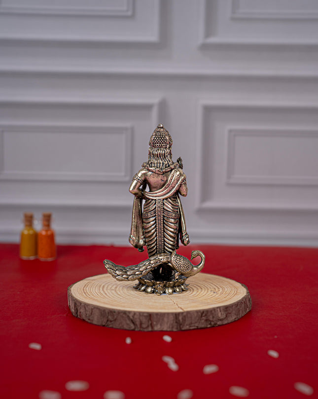 Brass Antique Murugan Idol - 4 inch - WL5420