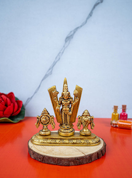 Brass Balaji with Shankh Chakra Namam Idol - 3 inch - WL5493