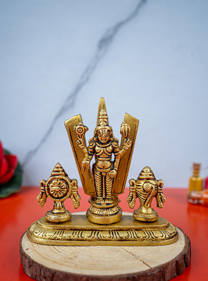 Brass Balaji with Shankh Chakra Namam Idol - 3 inch - WL5493