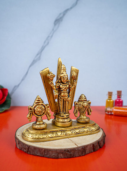 Brass Balaji with Shankh Chakra Namam Idol - 3 inch - WL5493