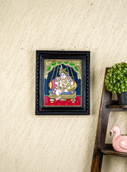 Tanjore Painting - Krishna - Flat (Gold Foil) - 12x10inch - WL5573