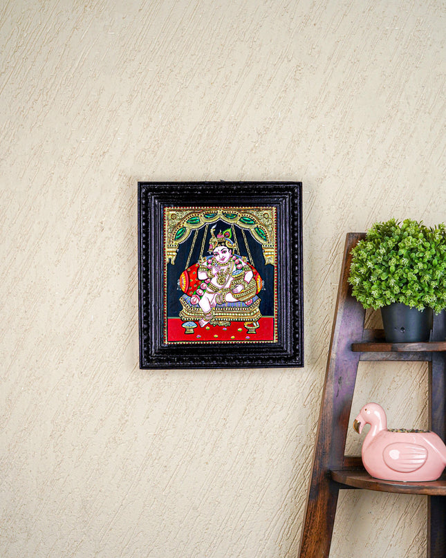 Tanjore Painting - Krishna - Flat (Gold Foil) - 12x10inch - WL5573