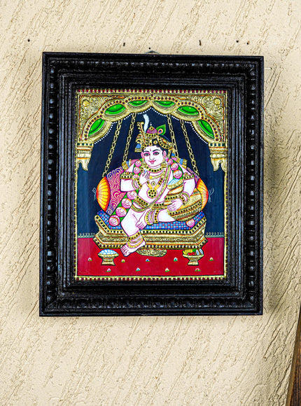 Tanjore Painting - Krishna - Flat (Gold Foil) - 12x10inch - WL5573