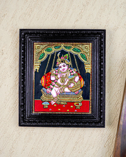 Tanjore Painting - Krishna - Flat (Gold Foil) - 12x10inch - WL5573