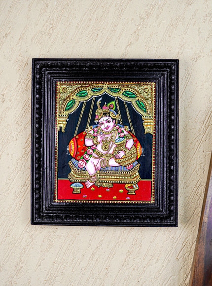 Tanjore Painting - Krishna - Flat (Gold Foil) - 12x10inch - WL5573
