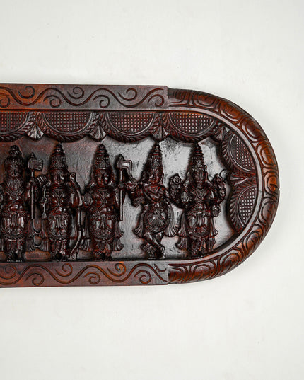 Wooden Carved Dasavatharam Wall Hanging Panel - Brown - 36 inch - WL5633