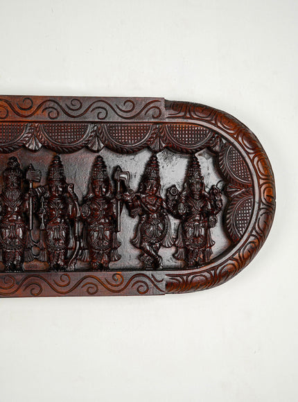 Wooden Carved Dasavatharam Wall Hanging Panel - Brown - 36 inch - WL5633
