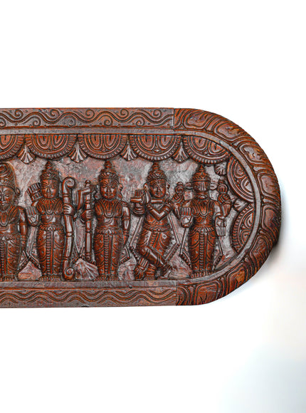Wooden Carved Dasavatharam Wall Hanging Panel - Brown - 36 inch - WL5633
