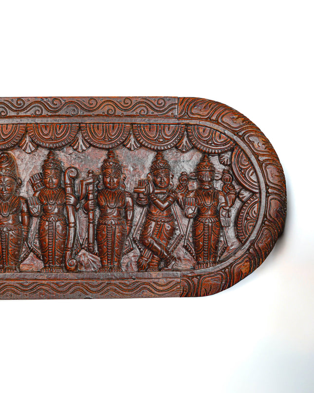 Wooden Carved Dasavatharam Wall Hanging Panel - Brown - 36 inch - WL5633