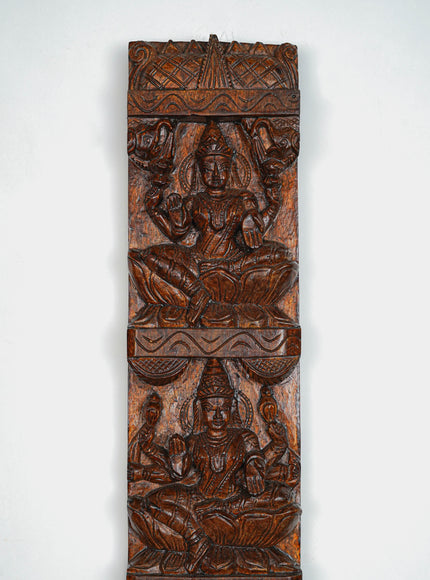 Wooden Carved Ashtalakshmi Wall Hanging Panel - Set of 2 - 36 inch - WL5649