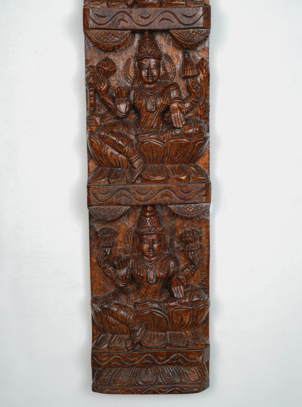 Wooden Carved Ashtalakshmi Wall Hanging Panel - Set of 2 - 36 inch - WL5649