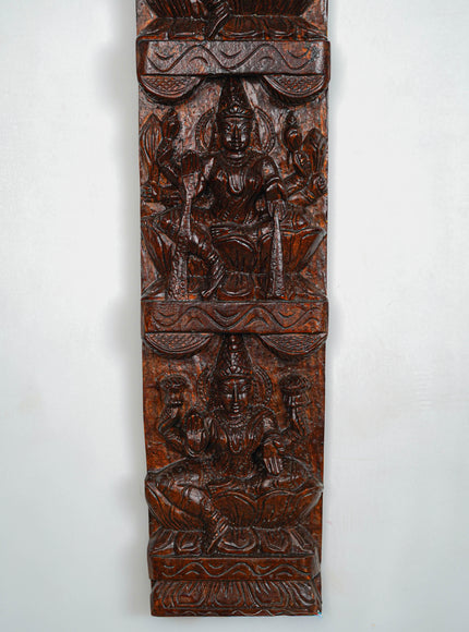 Wooden Carved Ashtalakshmi Wall Hanging Panel - Set of 2 - 36 inch - WL5649