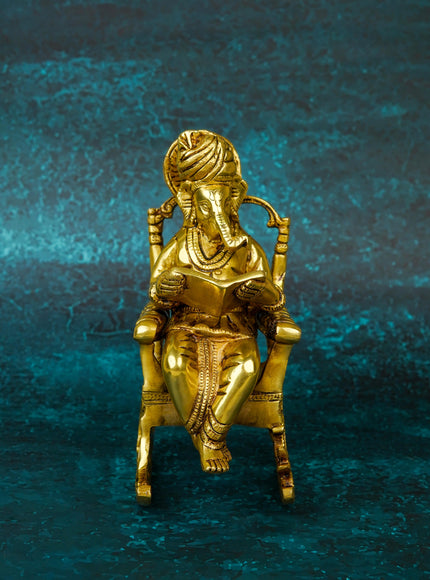 Brass Ganesha Relaxing on Chair - WL5659