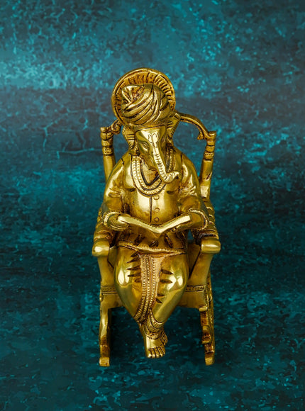 Brass Ganesha Relaxing on Chair - WL5659