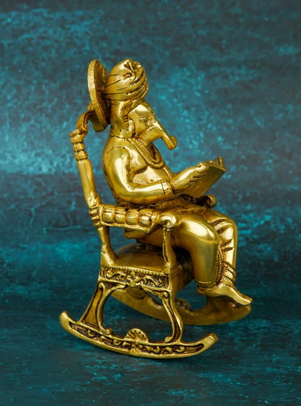 Brass Ganesha Relaxing on Chair - WL5659