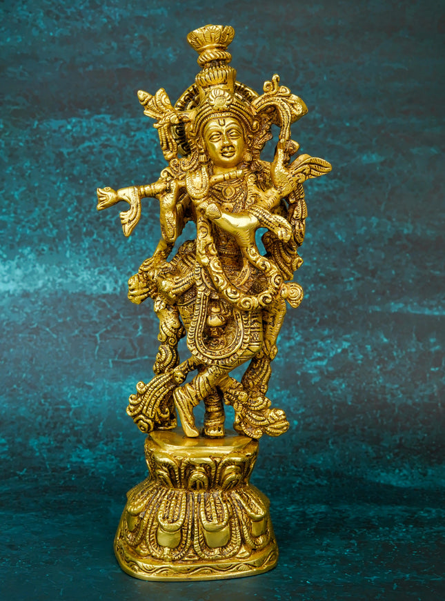 Brass Krishna Idol - 12 inch - WL5660