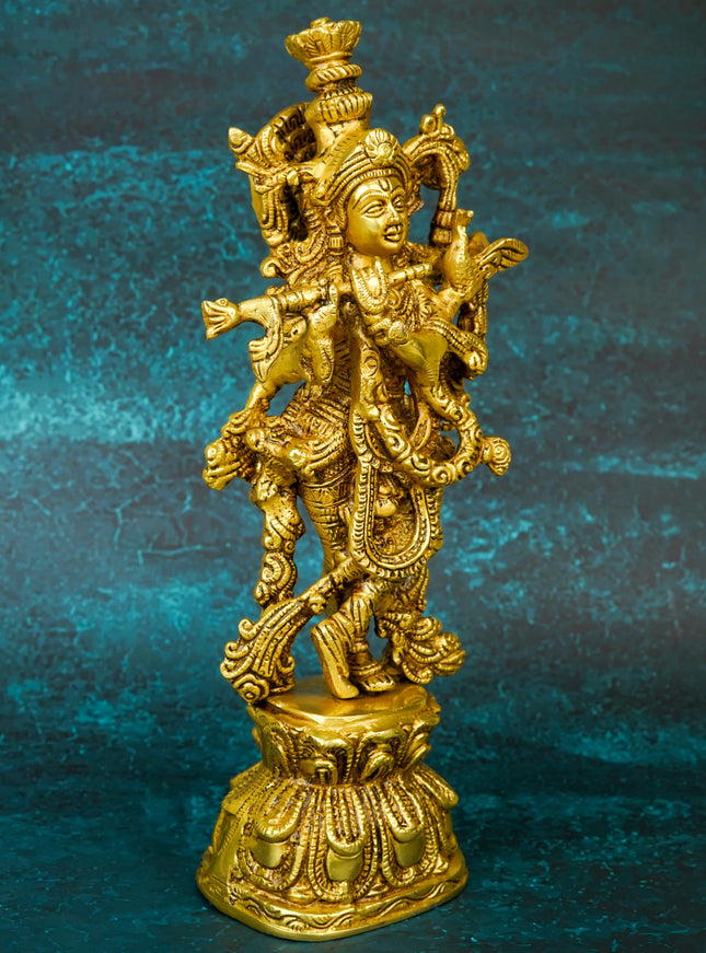 Brass Krishna Idol - 12 inch - WL5660