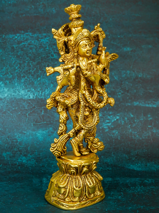 Brass Krishna Idol - 12 inch - WL5660