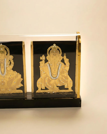 Gold Plated - Ganesha Lakshmi with Arcylic Cabinet - WL5718