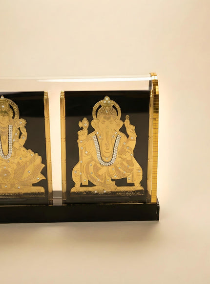 Gold Plated - Ganesha Lakshmi with Arcylic Cabinet - WL5718
