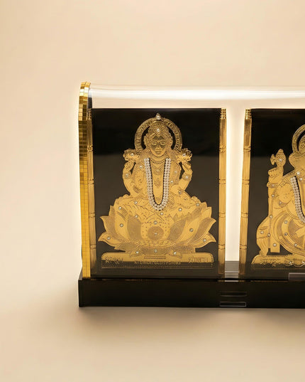 Gold Plated - Ganesha Lakshmi with Arcylic Cabinet - WL5718