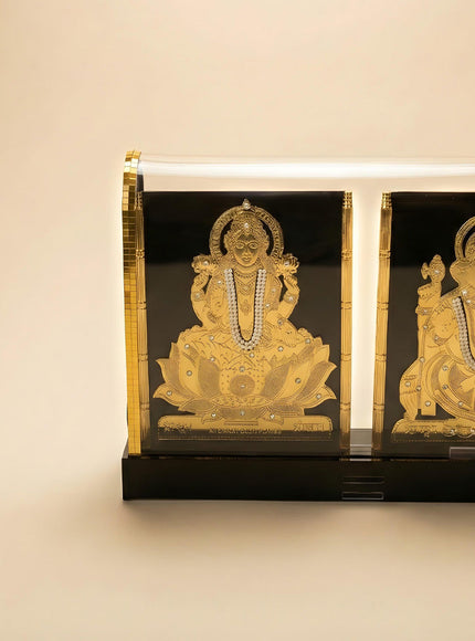 Gold Plated - Ganesha Lakshmi with Arcylic Cabinet - WL5718