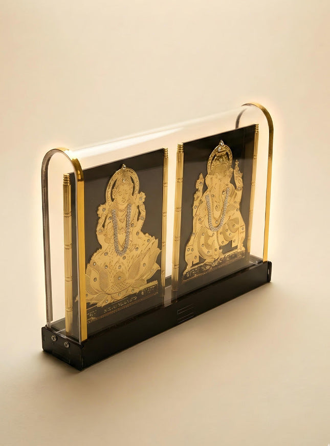 Gold Plated - Ganesha Lakshmi with Arcylic Cabinet - WL5718