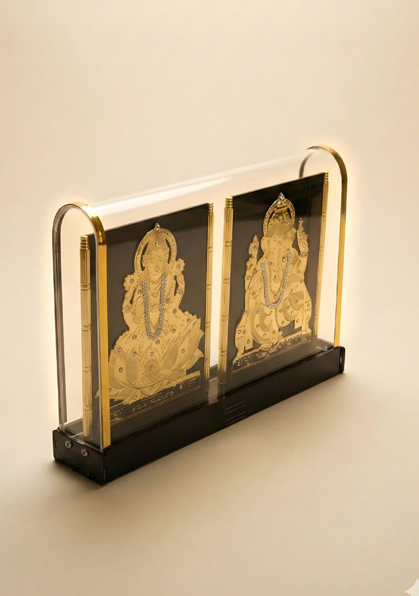 Gold Plated - Ganesha Lakshmi with Arcylic Cabinet - WL5718