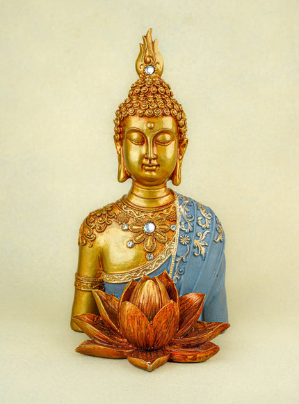 Polyresin Buddha with Lotus - 11 inch - WL5741