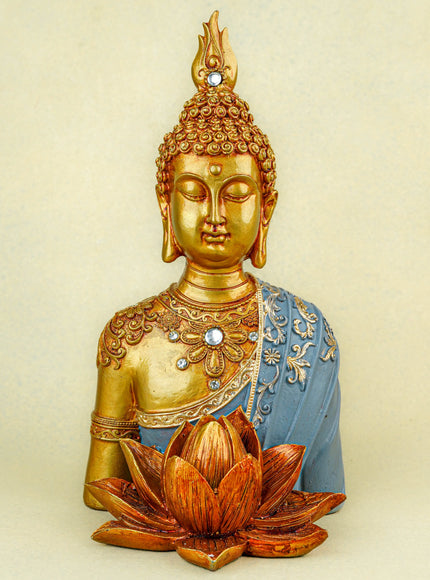Polyresin Buddha with Lotus - 11 inch - WL5741