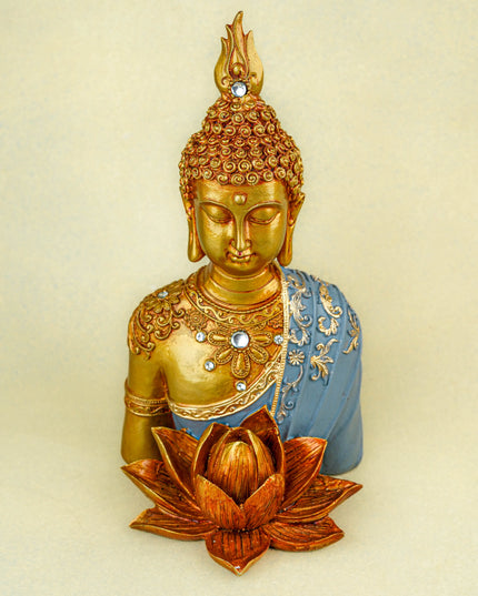 Polyresin Buddha with Lotus - 11 inch - WL5741