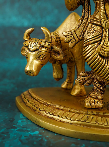 Brass Krishna with Cow - 5 inch - WL5790