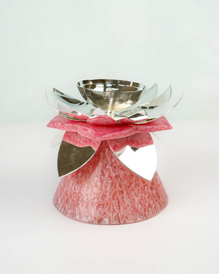 German Silver Flower Diya - 5 inch - WL5793