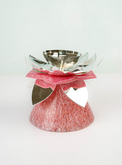 German Silver Flower Diya - 5 inch - WL5793