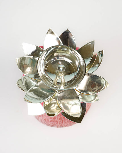 German Silver Flower Diya - 5 inch - WL5793