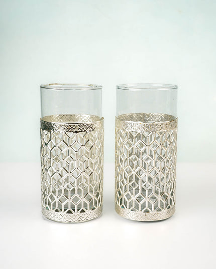 German Silver Glass Bottle with Set of 2 Glass - WL5795