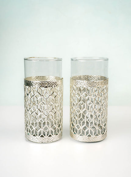 German Silver Glass Bottle with Set of 2 Glass - WL5795