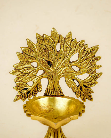 Brass Kalpavriksha Tree with Diya - 6 inch - WL5811