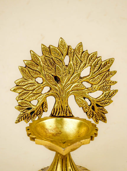 Brass Kalpavriksha Tree with Diya - 6 inch - WL5811