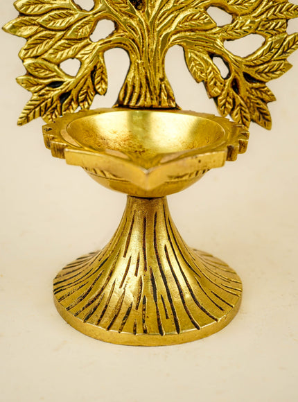 Brass Kalpavriksha Tree with Diya - 6 inch - WL5811